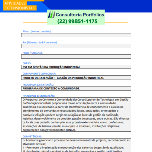 Projeto de extensão - Gestão da Produção Industrial