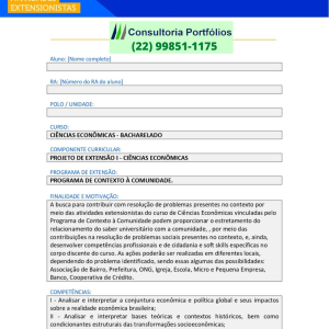 Portfólio Individual Projeto de extensão I - Ciências Econômicas
