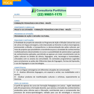 Portfólio Projeto de extensão I - Formação Pedagógica em Letras Inglês