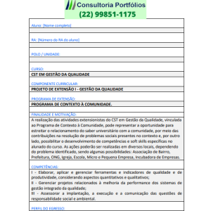 Portfólio Individual Projeto de extensão I - Gestão da qualidade