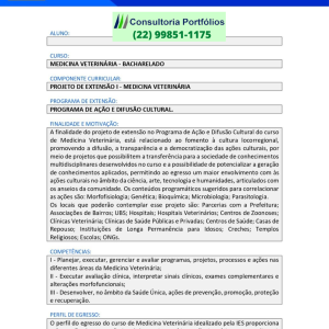 Portfólio Individual Projeto de extensão I - Medicina Veterinária
