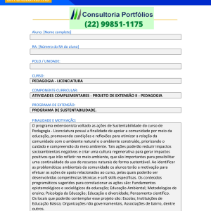 Portfólio Projeto de extensão II - Pedagogia