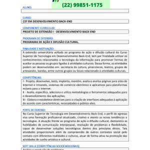 Portfólio Projeto de extensão I - Desenvolvimento Back-End