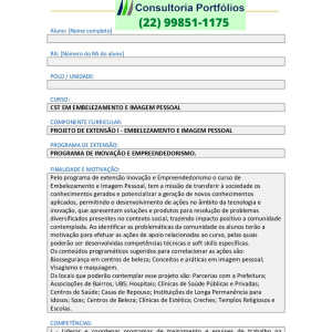 Portfólio Projeto de extensão I - Embelezamento e imagem pessoal