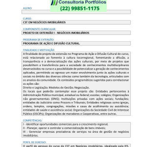 Projeto de Extensão I - Negócios Imobiliários