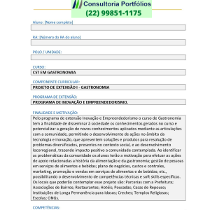 Projeto de extensão I - Gastronomia