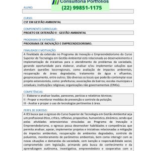 Projeto de extensão II - Gestão Ambiental
