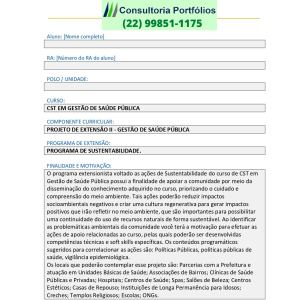 Projeto de extensão II - Gestão de Saúde Pública