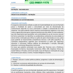 Projeto de extensão II - Nutrição