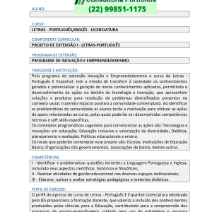 Projeto de extensão I - Letras – Português Inglês.