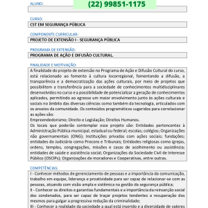 Projeto de extensão I – Segurança Pública