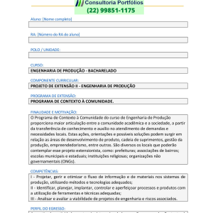 Projeto de Extensão II – Engenharia de Produção