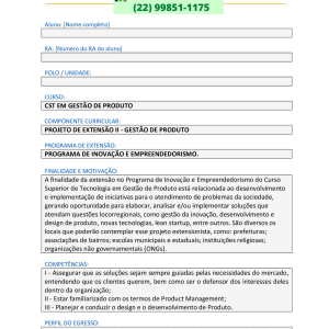 Projeto de Extensão II – Gestão de Produto