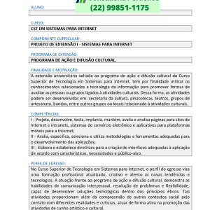 Projeto de extensão I - Sistemas para internet