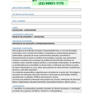 Projeto de extensão I - Sociologia