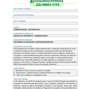 Projeto de extensão II – Administração