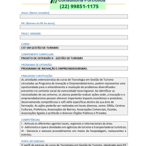 Projeto de extensão II - Gestão de turismo