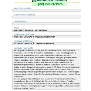 Projeto de extensão II - Medicina Veterinária