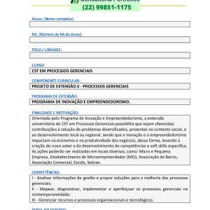 Projeto de extensão II - Processos Gerenciais