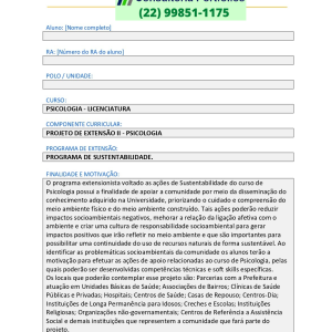 Projeto de extensão II - Psicologia
