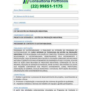 Projeto de Extensão II - Gestão da Produção Industrial